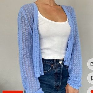 Boden pointelle cardigan in baby blue